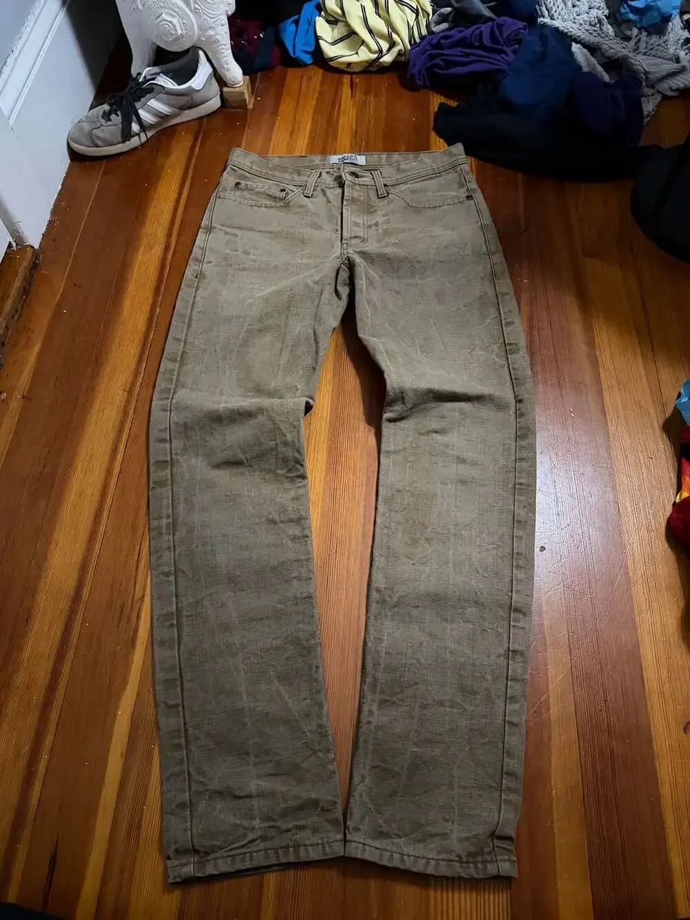 Naked & Famous Weird Guy Raw Cotton Canvas Brown Jeans